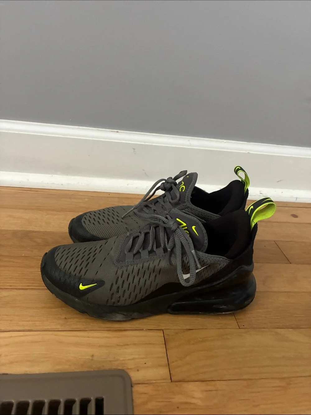 Nike Kids Gray and Neon Green Air Max-style Sneakers